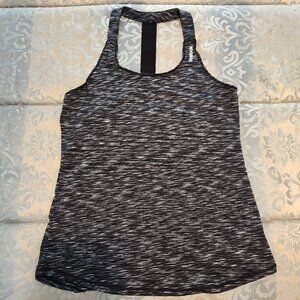 Reebok black & white heathered racerback tank top, excellent used cond. size M